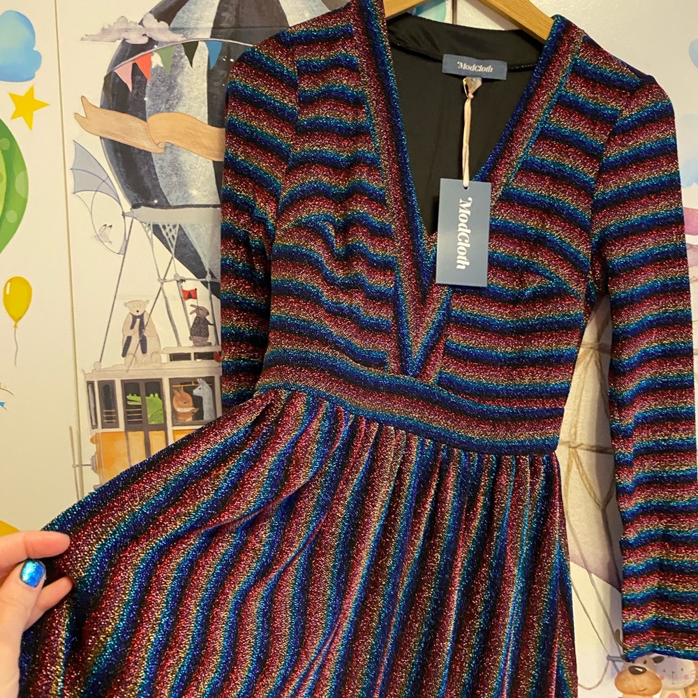 Modcloth rainbow sparkle dress small nwt - Picture 3 of 5